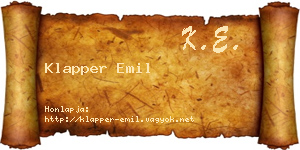 Klapper Emil névjegykártya